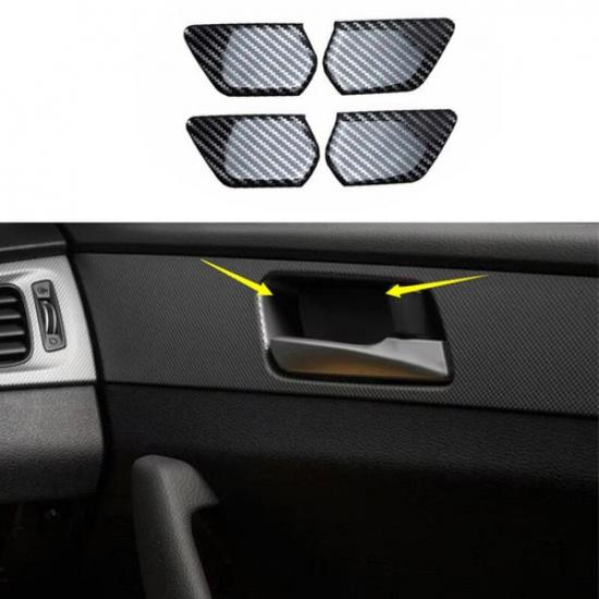For Hyundai Sonata 2015- Carbon Fiber Real Inner Door Bowl Sticker Trim 4PCS
