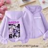 2025 New Purple Jacket Boys' and Girls' Sportswear Children's Top Hoodie KPop Devil Hunter Zipper Hoodie