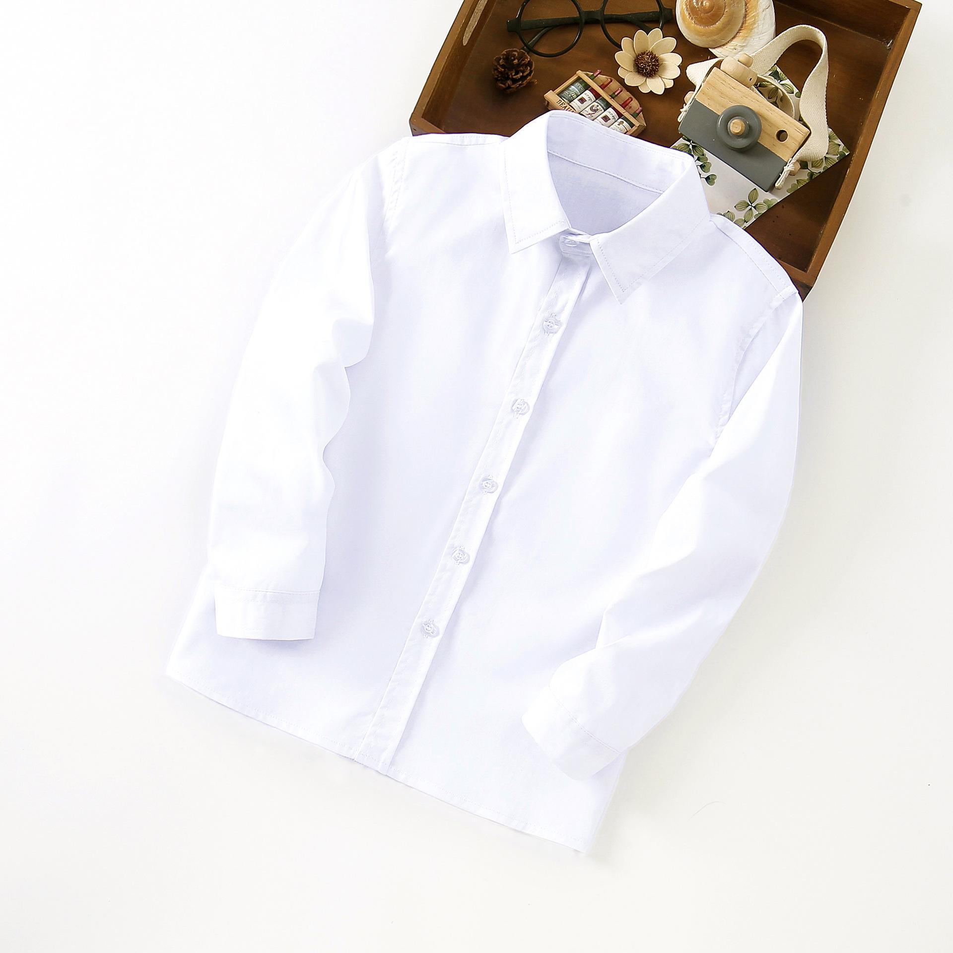 

Детские белые хлопковые рубашки: Школьная форма и сценическая одежда long sleeves, 160 yards белый