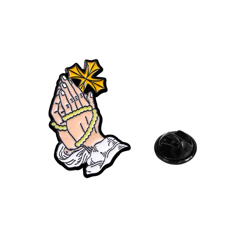 New Namaste With Bat Knife Cross Fire Enamel Brooches Namaskar Pins For Buddhist ewelry Gift