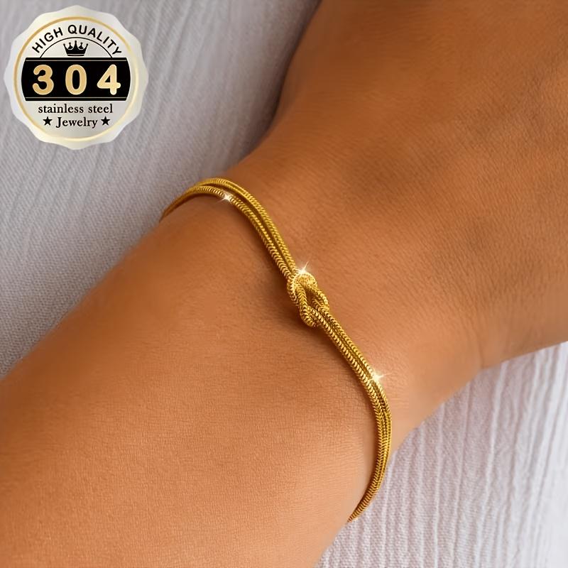 Bracciale da Donna in Acciaio Inossidabile Placcato Oro 18K, Carino Bracciale Tennis, Raffinato Gioiello in Acciaio Inossidabile per Donne