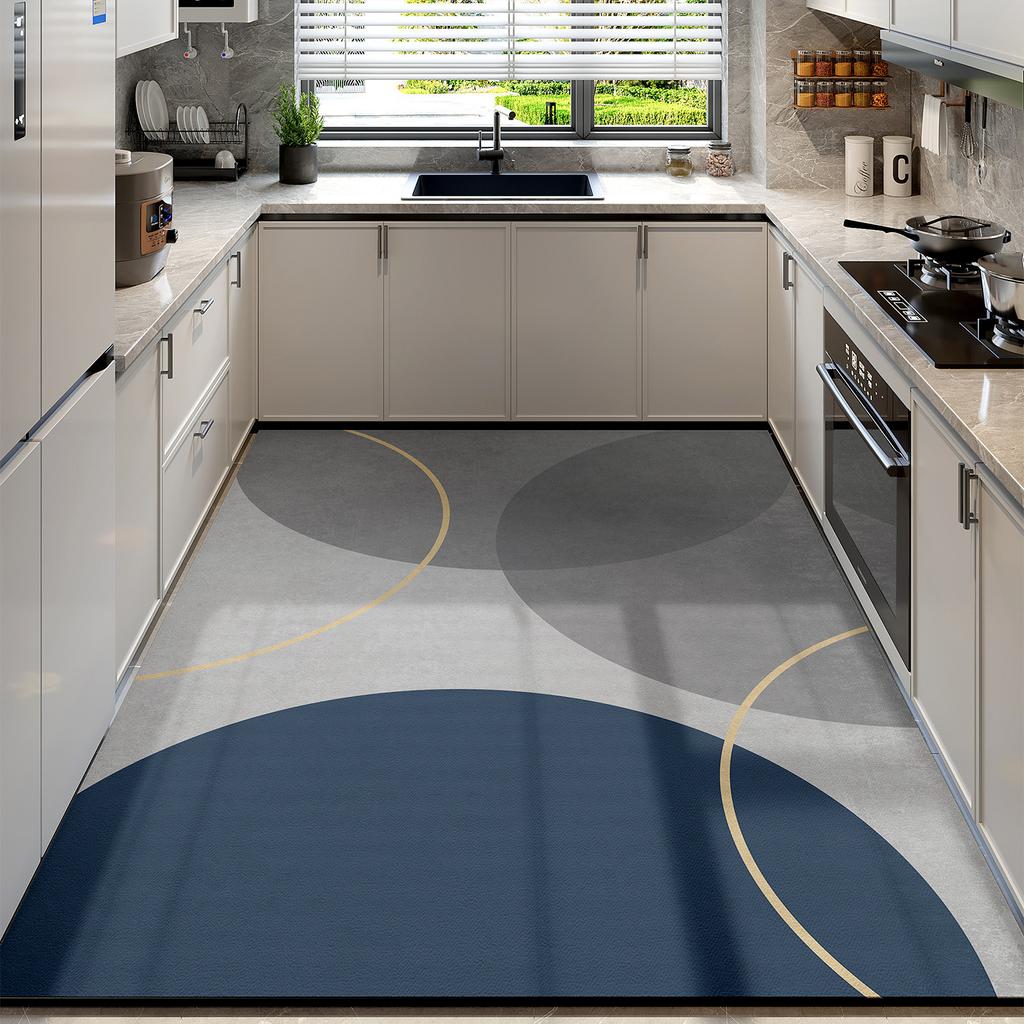 New kitchen floor mat, large-area, full-coverage, stain-resistant, diatomaceous earth, non-slip, water-absorbing, oil-absorbing, quick-drying