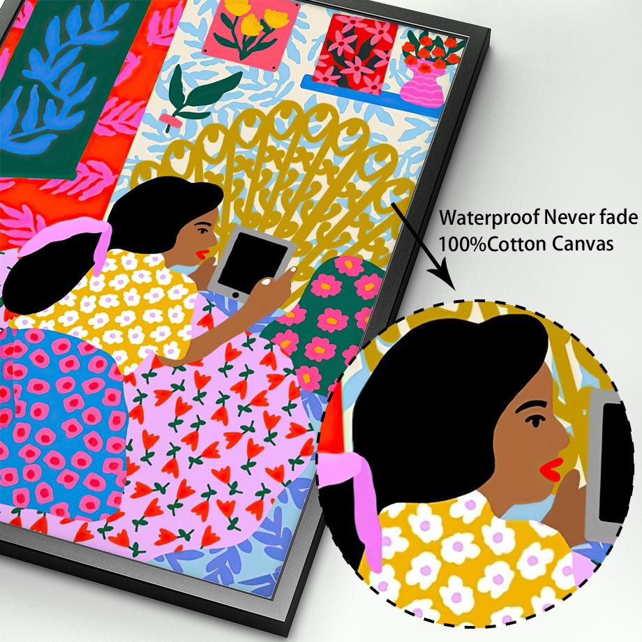 Böhmischen Stil Abstrakte Mädchen Blume Pflanze Nordic Vintage Poster Wand Kunst Drucke Leinwand Malerei Dekor Bilder Für Wohnzimmer