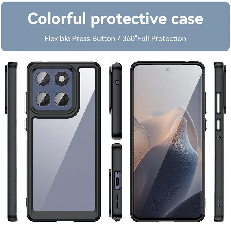 For Moto Edge 60 Fusion 60S 60Pro Hard PC Transparent Case For Moto Signature 70 Ultra TPU Candy Color Frame Shockproof Bumper