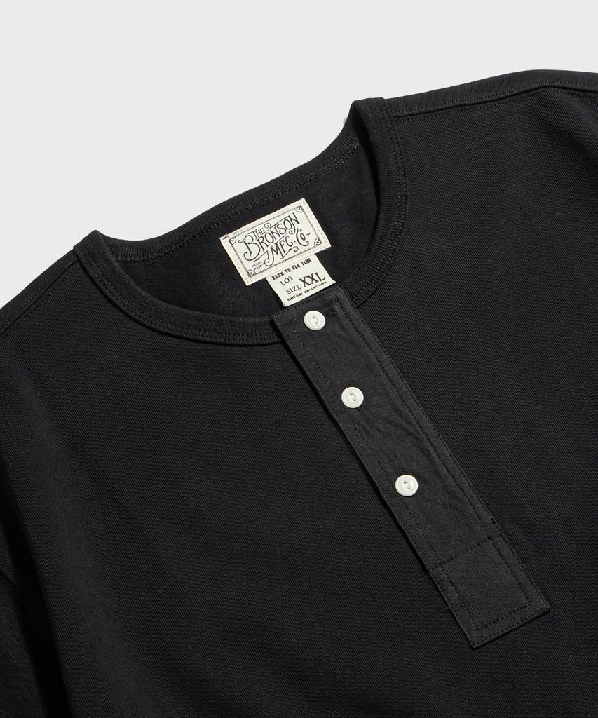 Beulonseun Vintage Short Sleeve Henley Tee Black