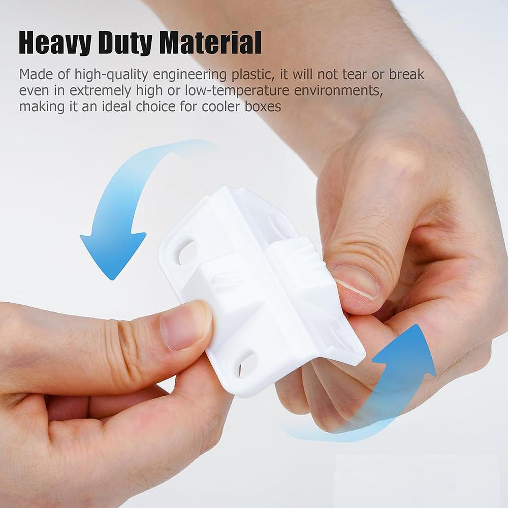 4 Set White Plastic Cooler Hinges & Screws Set Compatible With Coleman Coolers