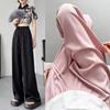 Women Elegant Summer Satin Chinese Style Straight Pants Streetwear Vintage Wide Leg Pants Casual Loose High Waist Trousers