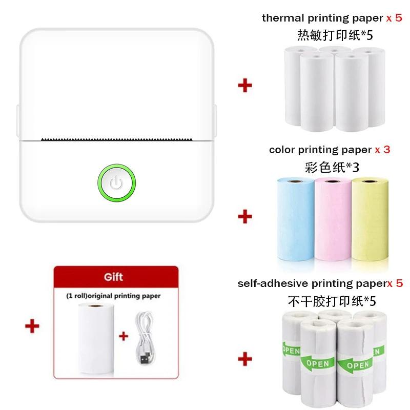 Portable Mini Printer Wireless Thermal Pocket Printers Self-Adhesive Paper for DIY Diary Stickers Quick Printing Conveniently