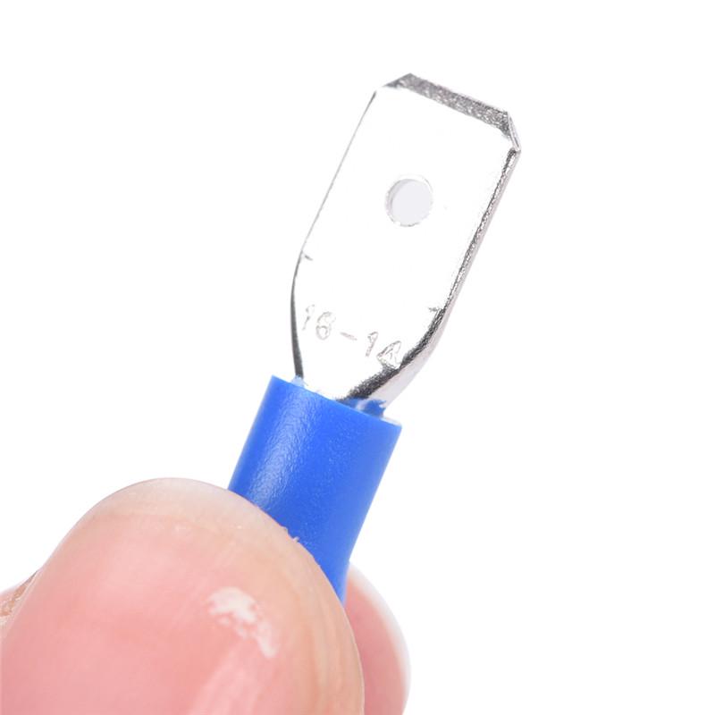 100X Conectores de Terminal de Fio Elétrico Isolados tipo Pala Macho e Fêmea para Crimpar Azul