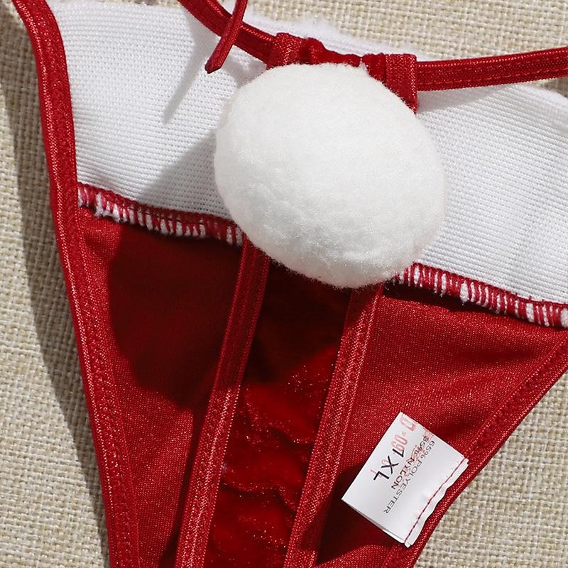 European & American Velvet See-Through Lingerie Set - Plus Size Christmas Charm