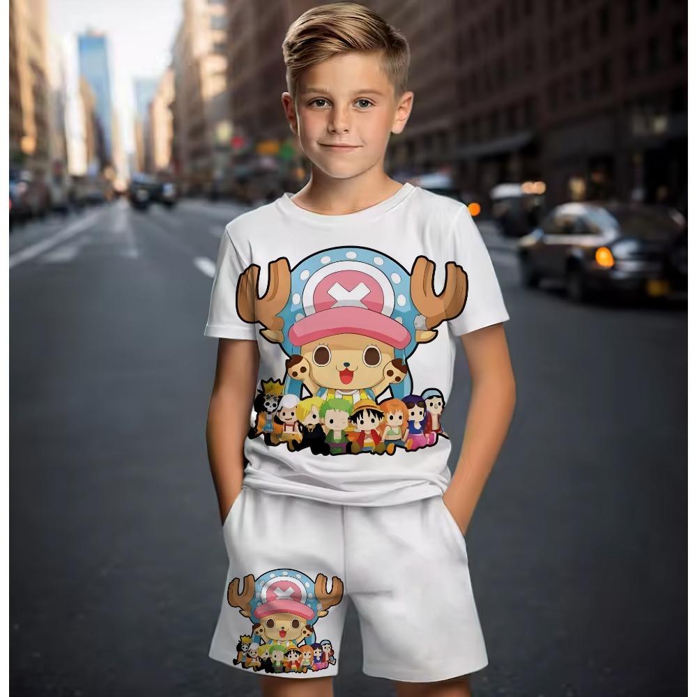 Children's 3D Printing Training Set T-shirt Shorts Casual Set Summer Fashion New Short Sleeved T-shirt Boys and Girls Sports Set