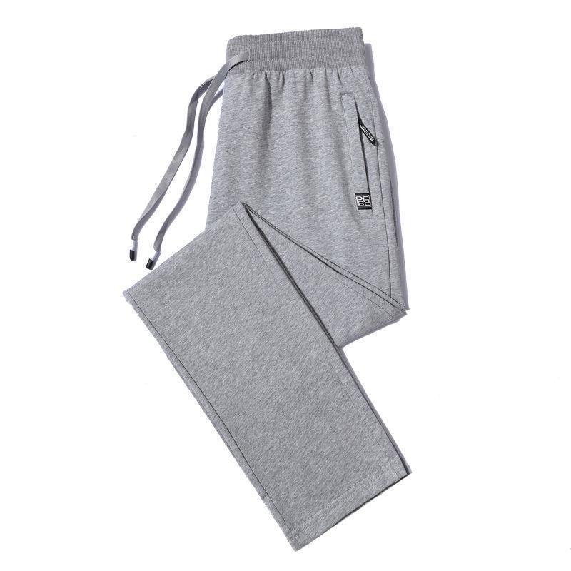 Pánské podzimní/zimní zateplené bavlněné tepláky s rovnými nohavicemi - Volný střih, nadměrná velikost, ležérní kalhoty