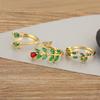 Nidin New Trendy Leaf/Water-drop/Flower Shape Inlaid Green Zircon Open Rings Adjustable For Women Temperament Finger Jewelry