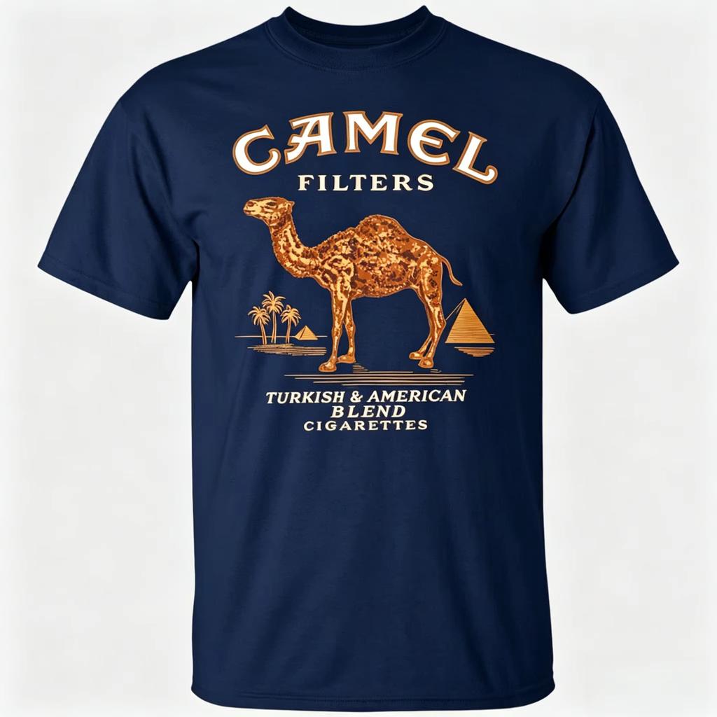 T-shirt Camel Cigarette Pyramid Classic Graphics 100% Poliestere, 2026 Nuovo Stile Americano Uomo Duro Moda Streetwear Camicia
