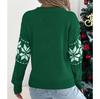 Christmas Woman Sweater Autumn Winter Casual Contrast Color Snowflake Pattern Knitted Tops Round Neck Long Sleeved Pullover