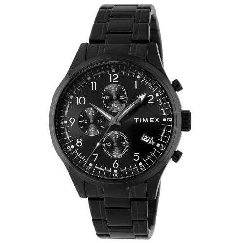 TIMEX Unisex Dress Watch TW2Y01600 Quartz Movement, 50M Water Resistance, Mineral Glass, Black Dial, Stainless Steel