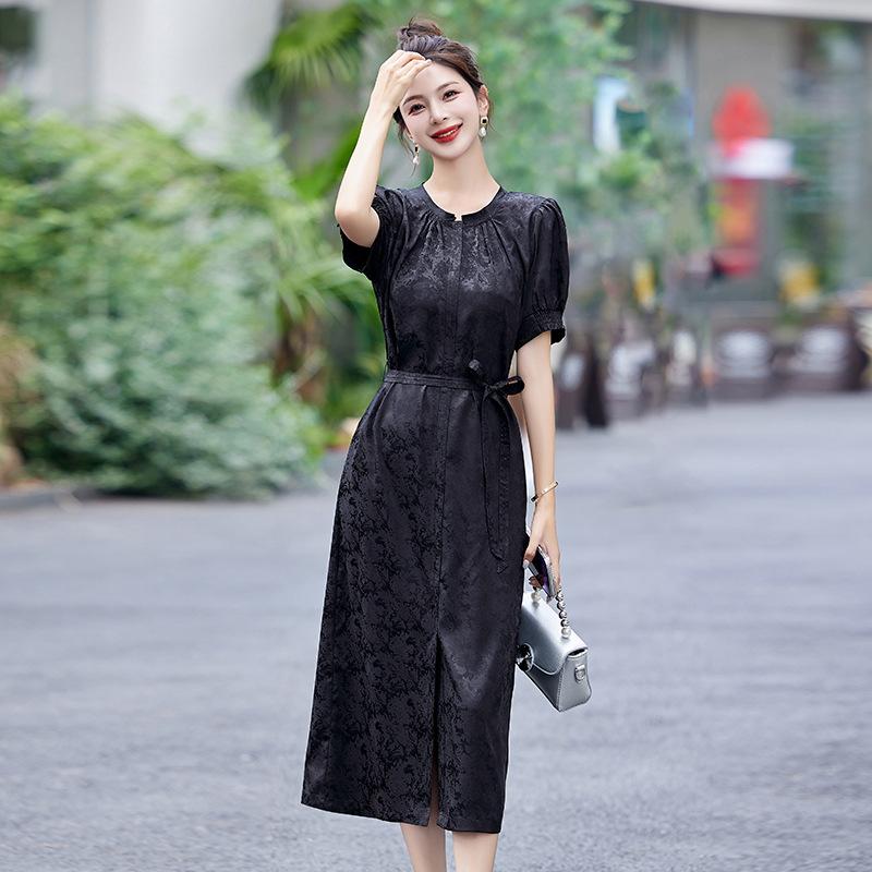 

Premium dress new retro temperament elegant jacquard dress M чорний