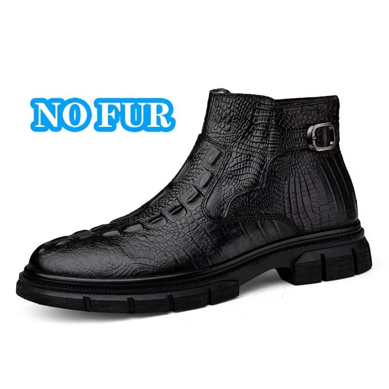 

Мужские туфли из натуральной кожи, деловые, теплые, с плюшевым мехом, зимние, формальные ботильоны до щиколотки, мужские боты, роскошные ботинки челси в британском стиле 47