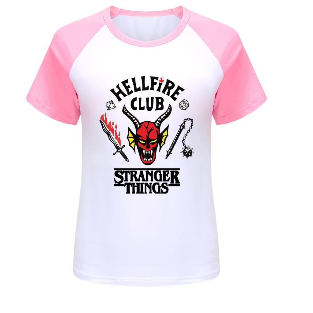 5253 Kids Boys Girls Stranger Print Raglan Short Sleeves T-Shirt