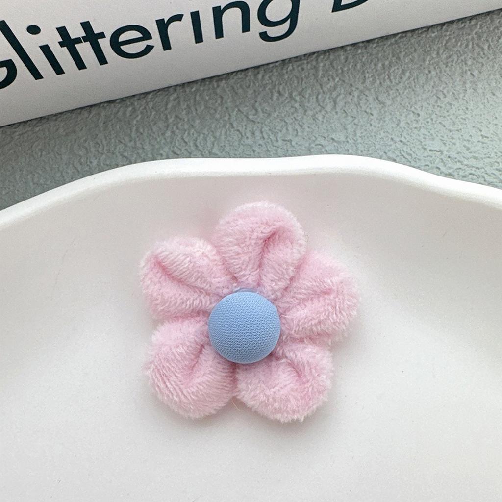 20Pcs 48mm Flower Embellishment With Button For Clothes Hat Patch Fabric Sewing Craft Headwear Hair Clips Decor Accessories