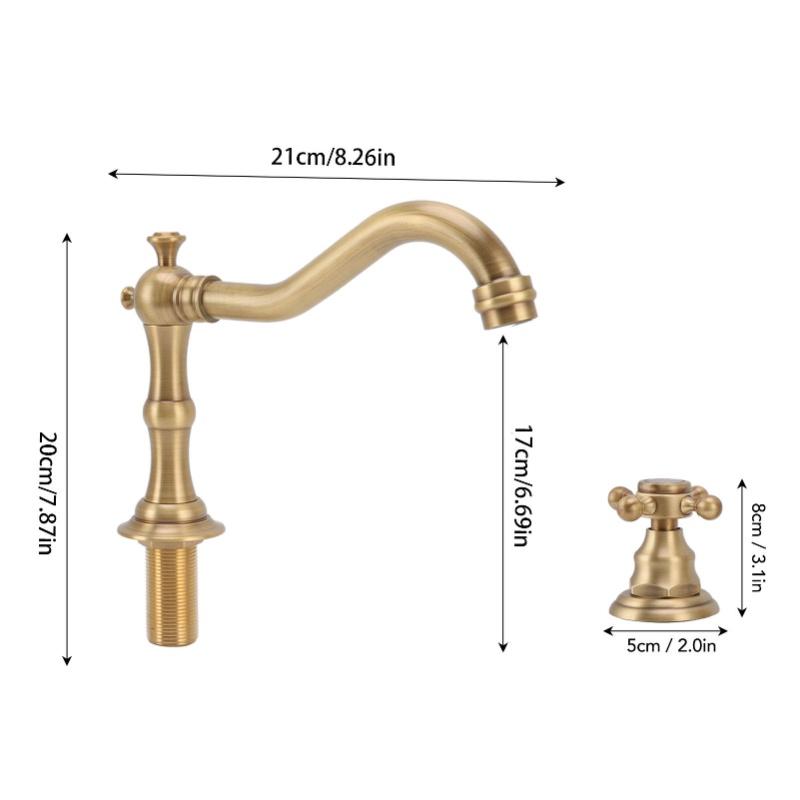 Double Handle Faucet Copper Leakproof Corrosion Resistant Beautiful G1/2 Thread Three Hole Bathroom Basin Faucet Antique