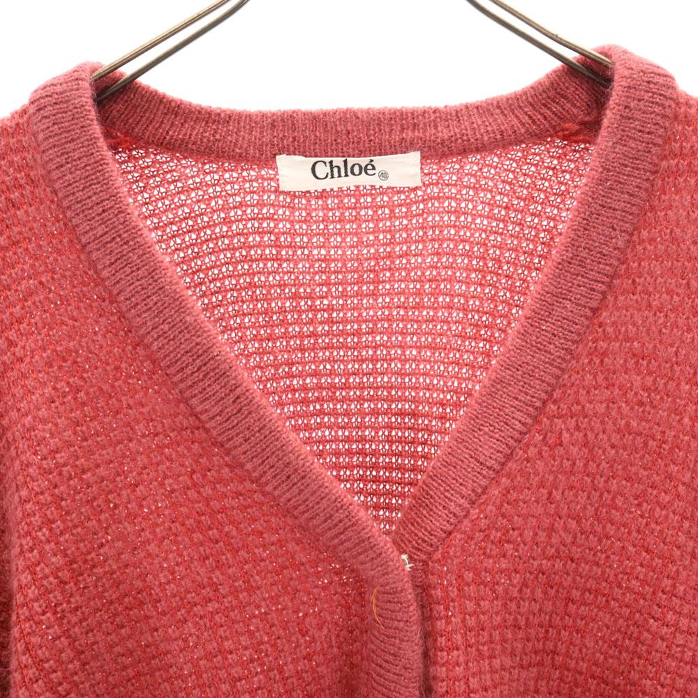 Chloe Long Sleeve V Neck Knit Cardigan 40 Pink Women Used
