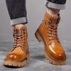 Men Autumn Winter Warm Genuine Leather Boots Thick Sole British Style Ankle Boots Outdoor Casual Lace-up Work Shoes