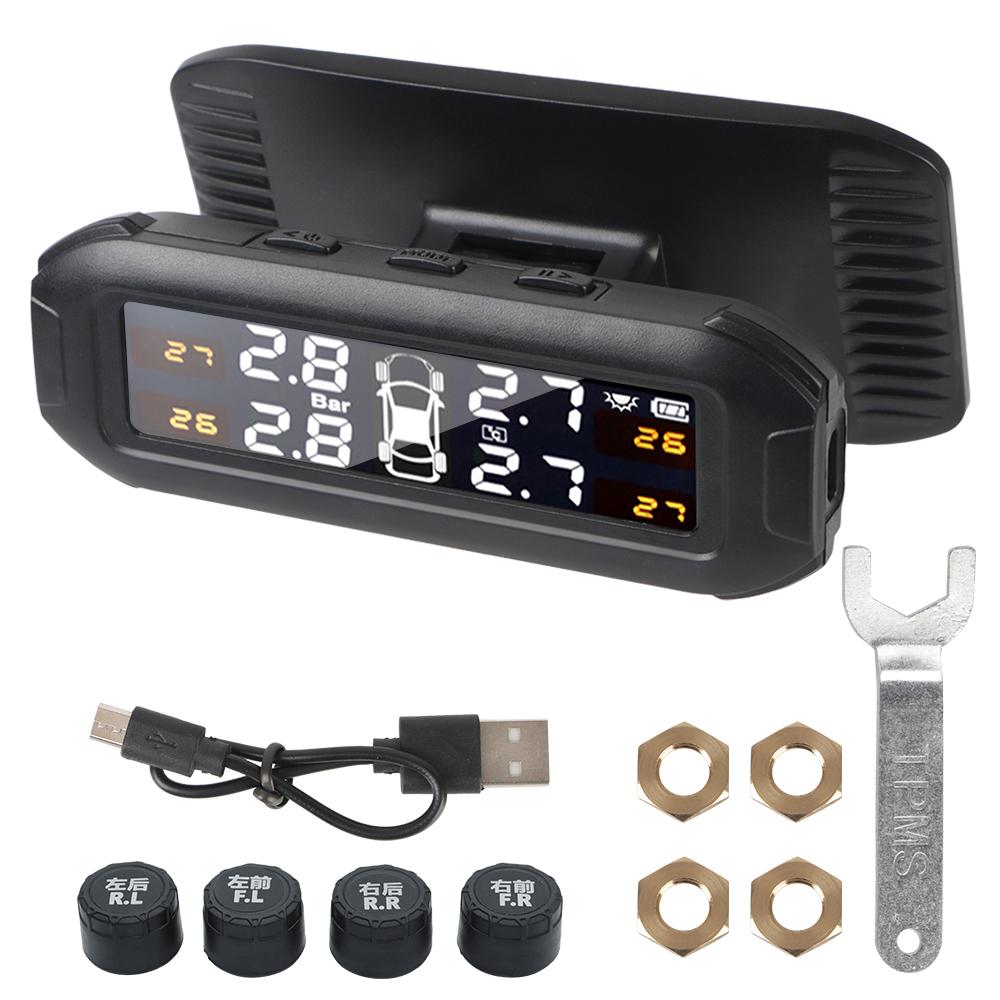 

Предупреждение о температуре Экономия топлива с 4 внешними датчиками Монитор давления в шинах автомобиля Солнечная TPMS Интеллектуальная система контроля давления в шинах External