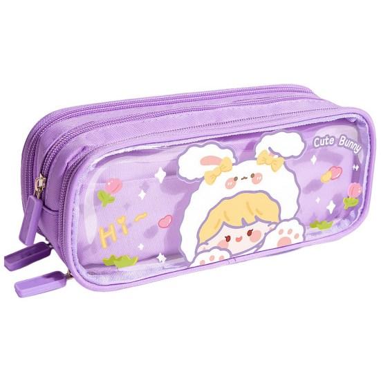 

Пенал 3 слоя большой емкости холст студенческая портативная сумка для канцелярских принадлежностей с отделениями для ручек ежедневного использования B