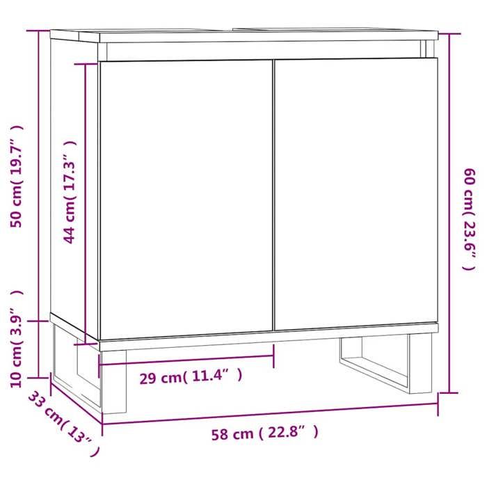 VidaXL Bathroom Cabinet Black 58x33x60 Cm Engineered Wood 831589