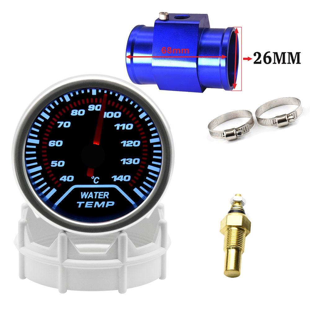 2" 52mm Universal Water Temp Gauge With Temperature sensor 40-140Celsius Car Temperature Meter Water Temp Joint Pipe Adapter 12V
