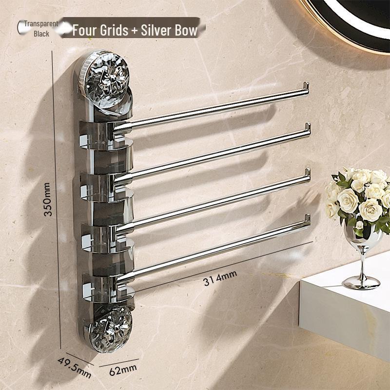 No-Drill Rotating Suction Cup Towel Rack with Multi-Bar Storage for Bathroom