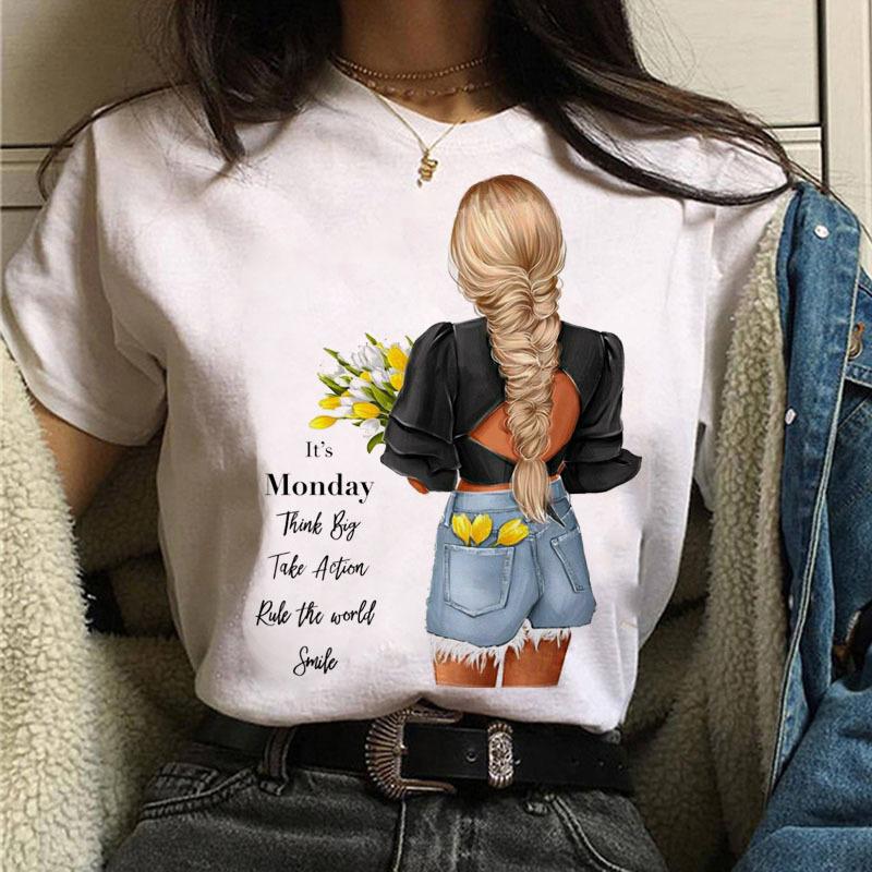 Summer Fashion City Girls Simple T-shirt Trend Women's Fashion White Short-sleeved Women's T-shirt Harajuku