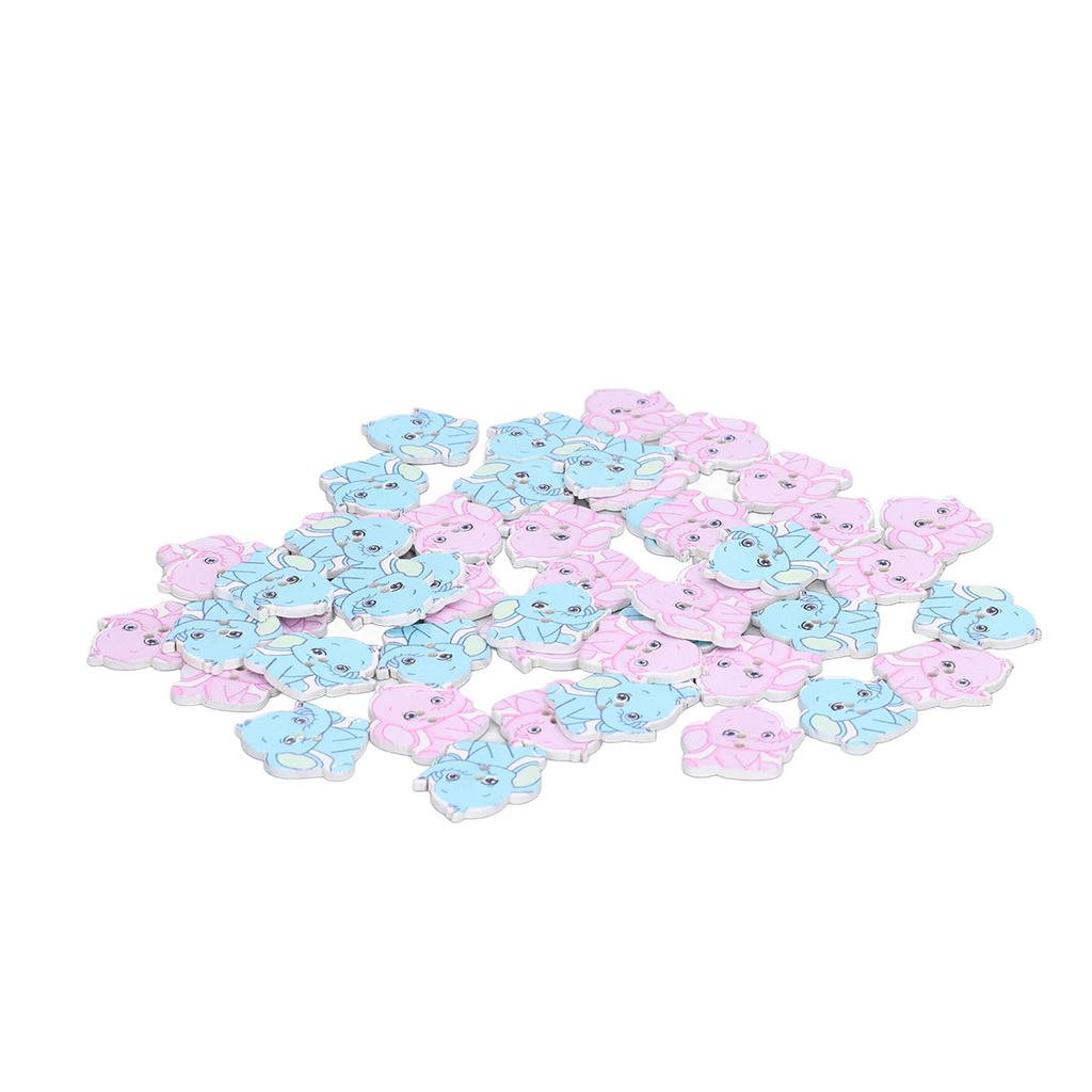 150Pcs Wooden Buttons Cartoon Elephant Two Colors High Durable Light Weight Easy Storage Widely