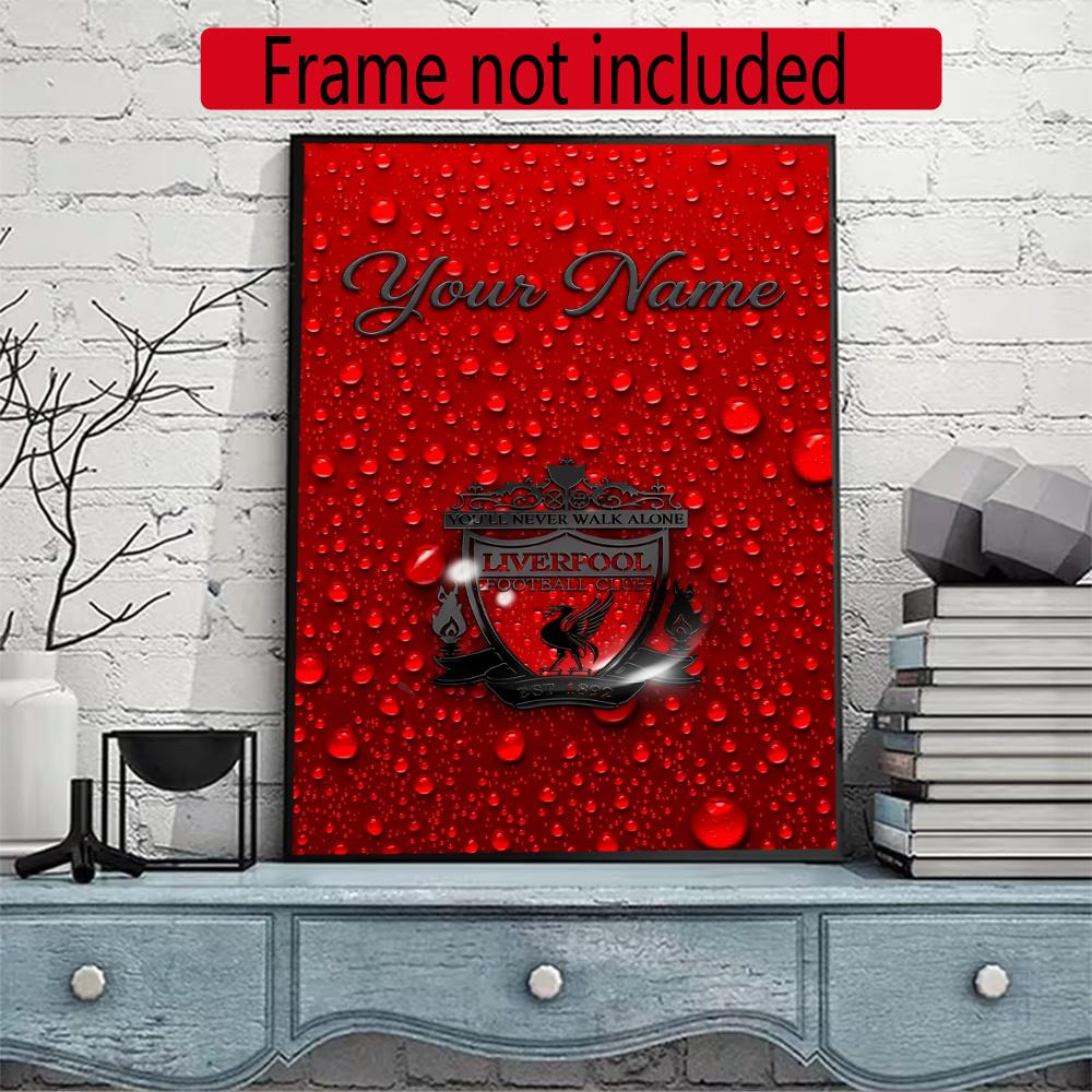 Liverpool Fc Customize Your Name Diamond Painting Round Diamond Diy Frameless Holiday Artwork Suitable For Home Office Wall Decoration