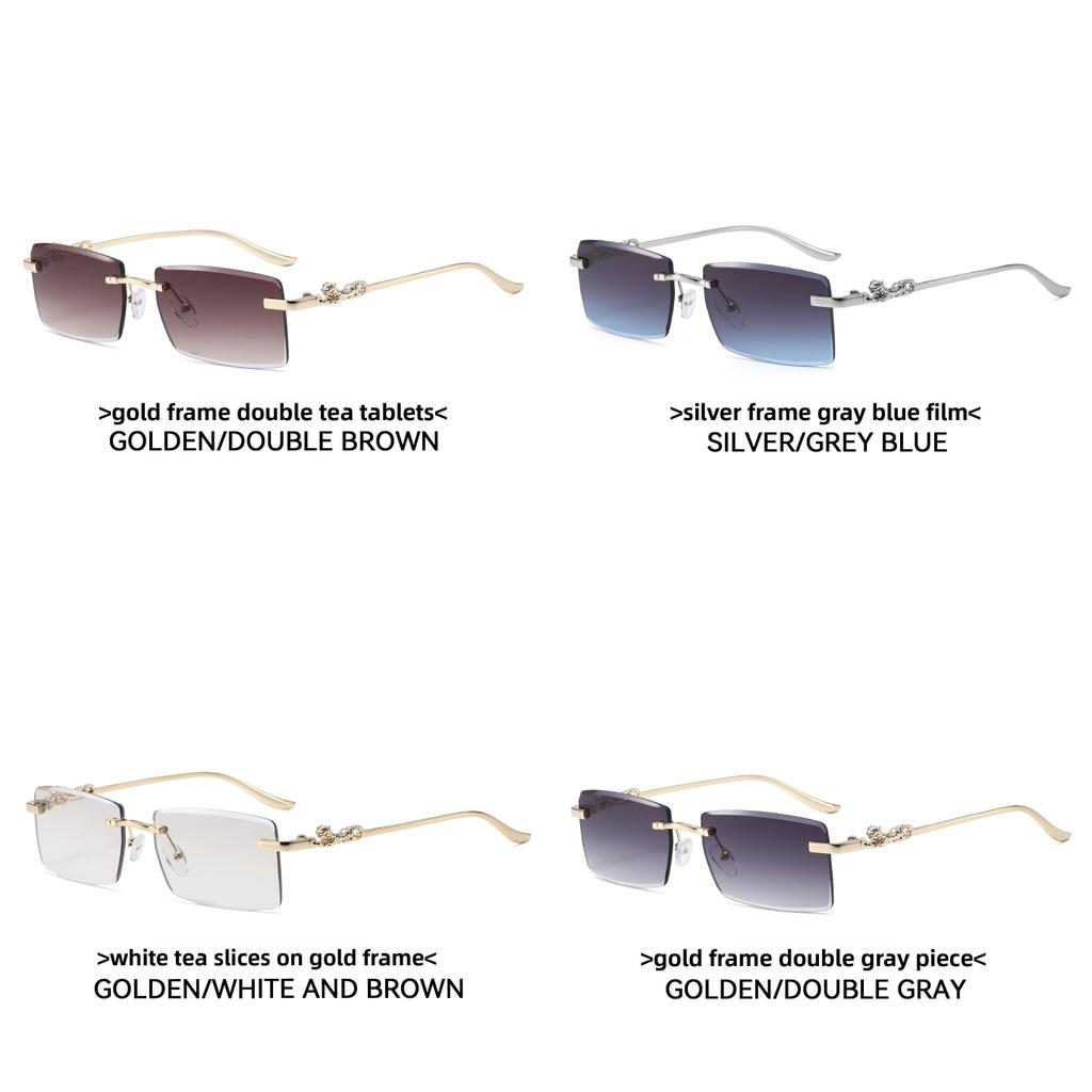 Modern Cheetah Decor Minimalist Metal Square Sunglasses For Summer Outings And Parties