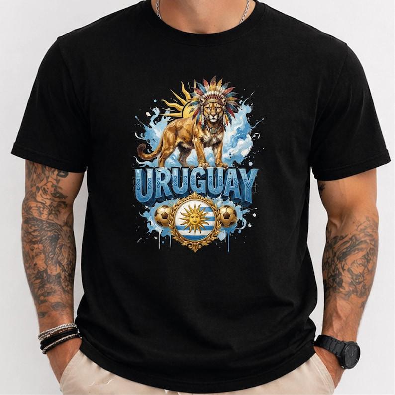 Uruguay World Cup T-Shirt, La Celeste Soccer Fan Tee, Uruguay Football Gift, Indigenous Lion Graphic Shirt, Uruguay National Team Fan Top XL