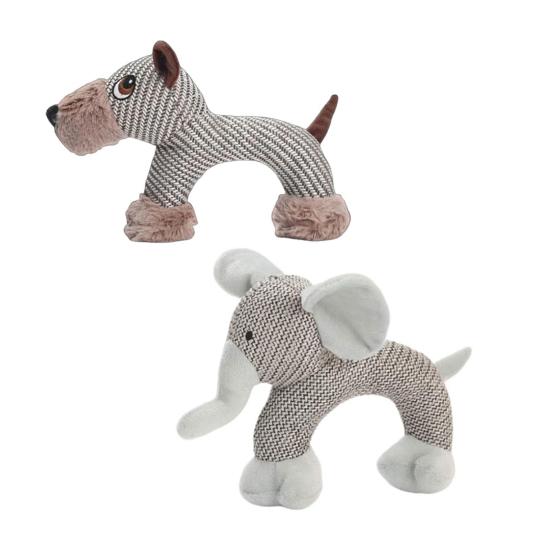 Plush Dog Chew Toy Squeaky Linen Stuffed Animals Interactive Puppy Teething Toy for Small And Medium Dogs Teeth Cleaning