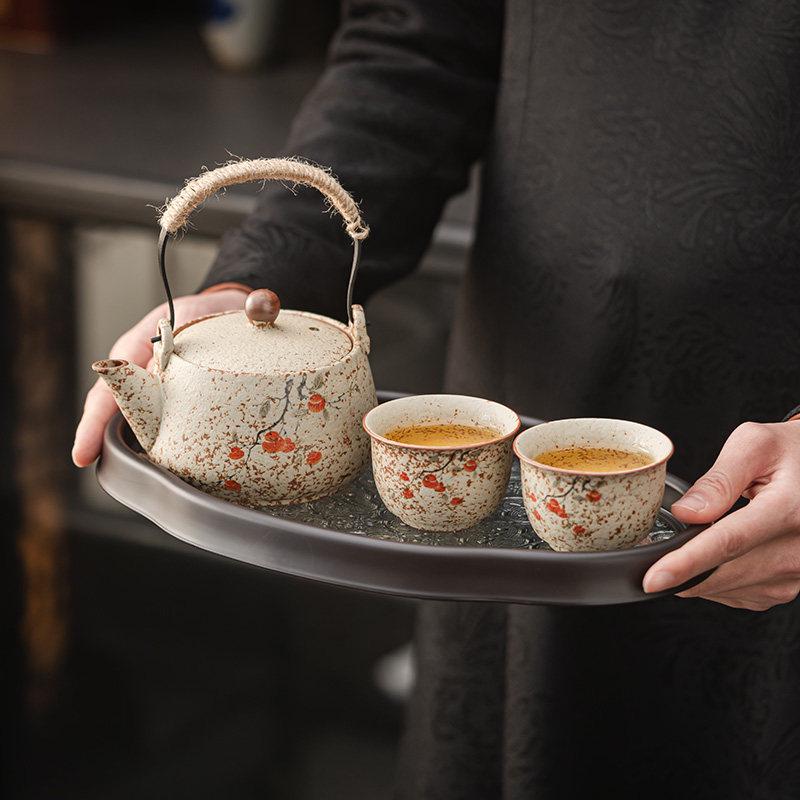 Firestone Gaiwan Tea Set: High-End Ceramic Teapot, Teacup, Handle Kettle for Home or Office Tea Brewing.