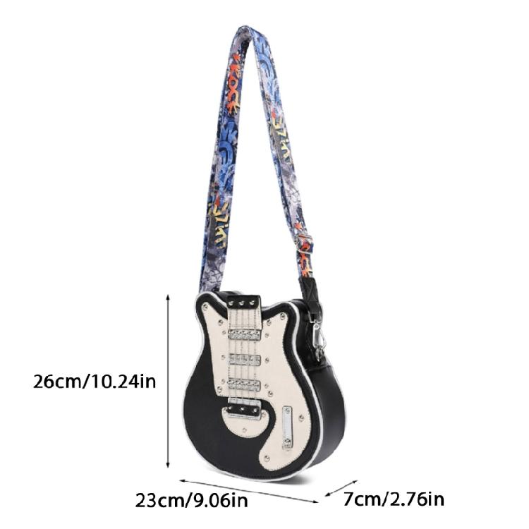 PU Leather Crossbody Bag in Guitar Shape Student Shoulder Bags Adjustable Strap for School Rehearsals and Performances