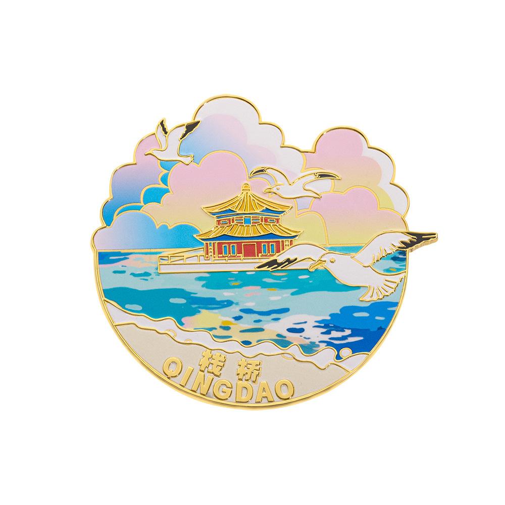Merchandise Qingdao Beer Refrigerator Stickers Shandong City Tourist Attractions Souvenirs May Fourth Square Metal Double Magnetic Stickers