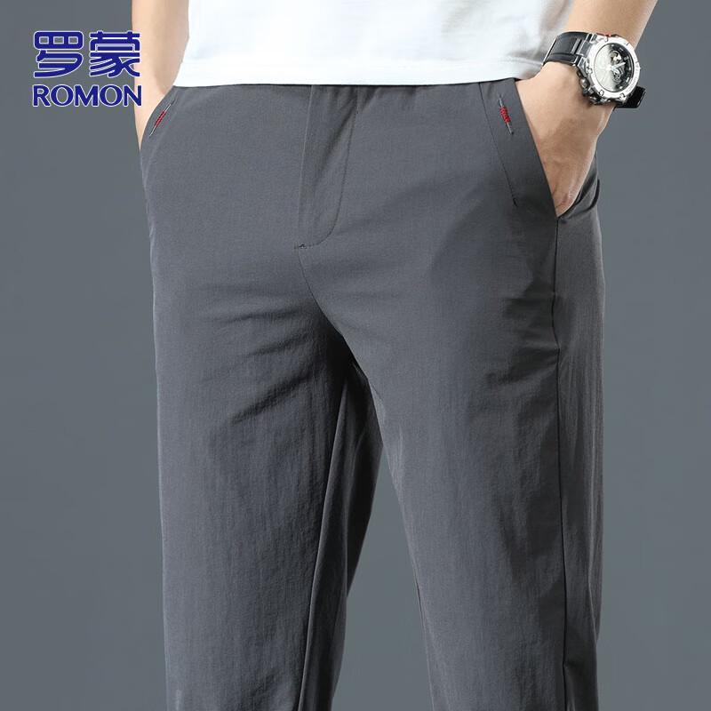ROMON Men's Ice Silk Straight Casual Pants