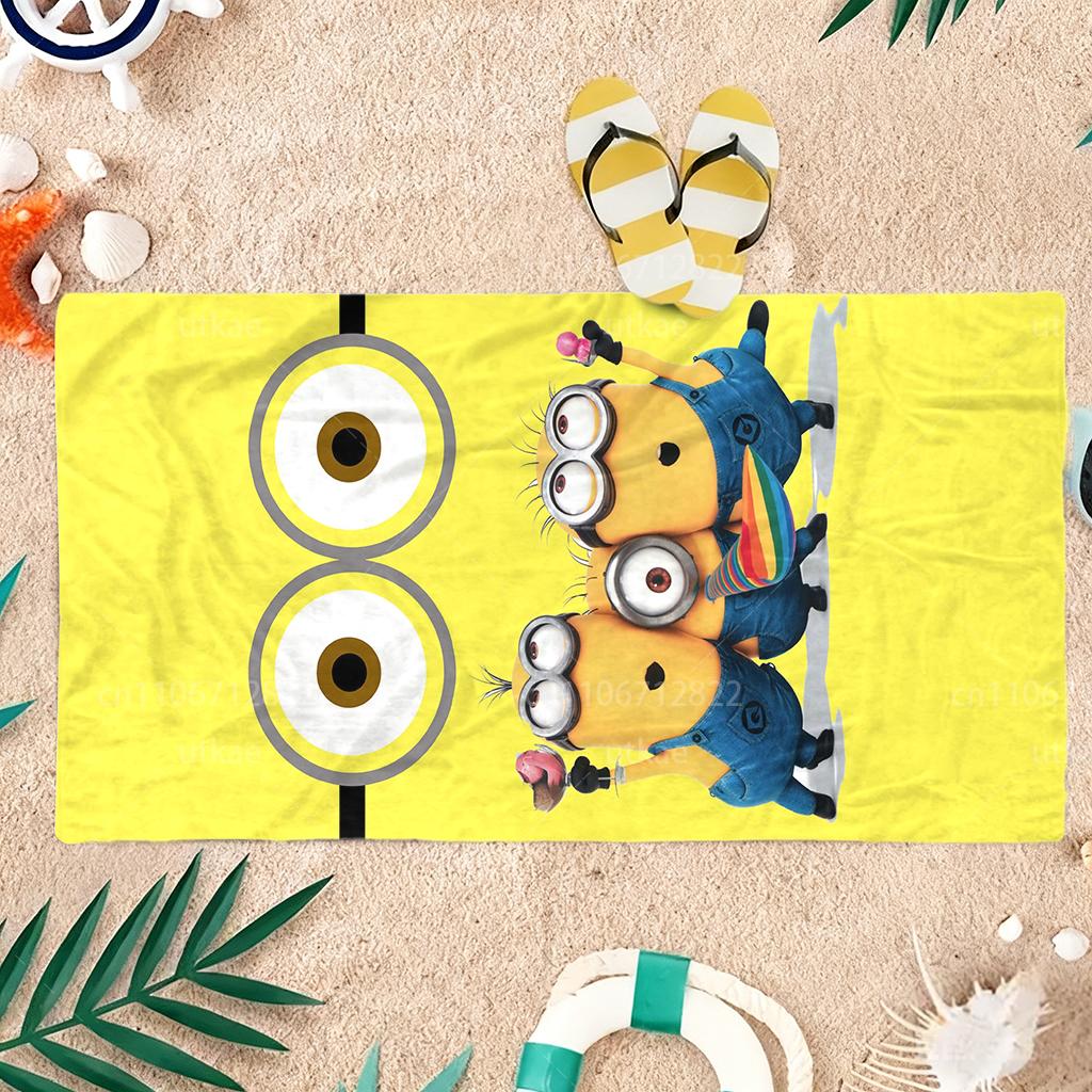 Minions Cartoon Microfiber Beach Towel Quick Dry Absorbent Towel for Pool Beach Surfing Camping Yoga