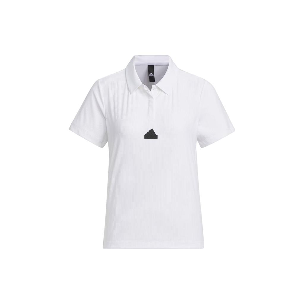Adidas Cool Touch Sports Polo Shirt With Solid Color Logo Women Tops White IW4848