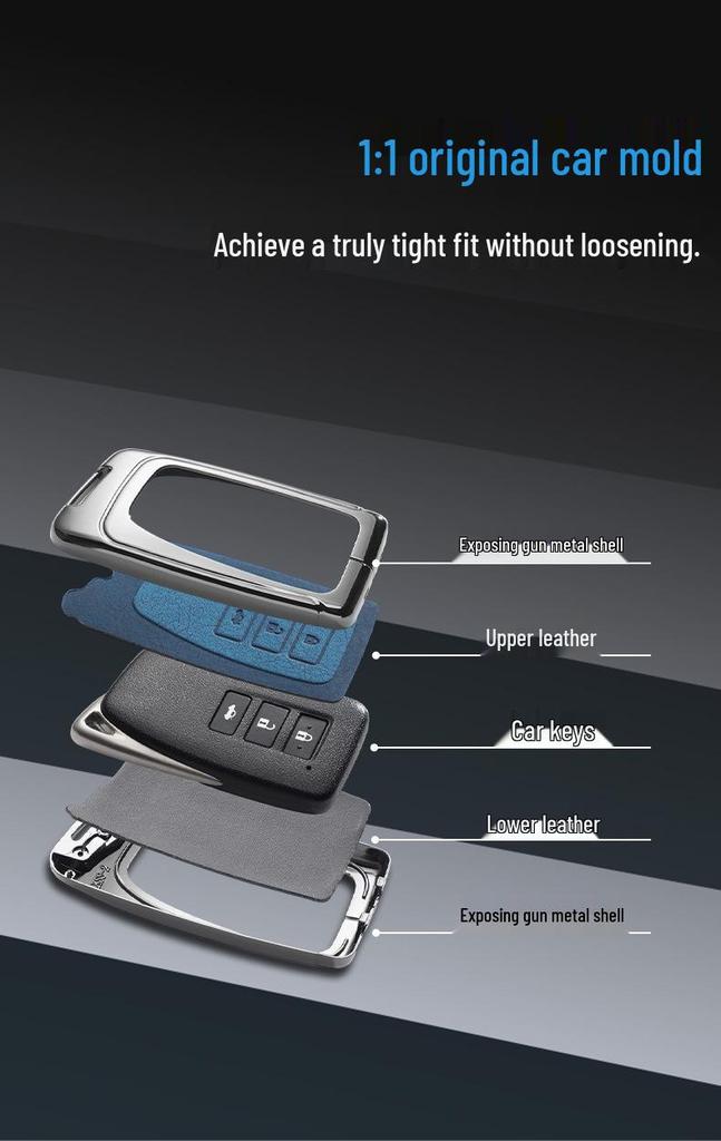 Metal Car Key Case for Toyota ES200, LX570, IS, ES, GX, RX, NX2000 (13th Gen)