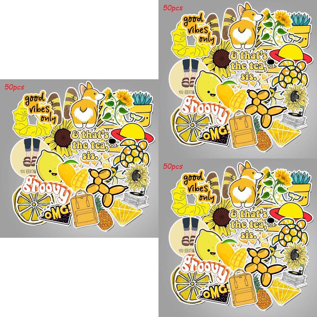 50 Pcs Cartoon Yellow Small Fresh Stickers Featuring Adorable Designs For Luggage Decoration