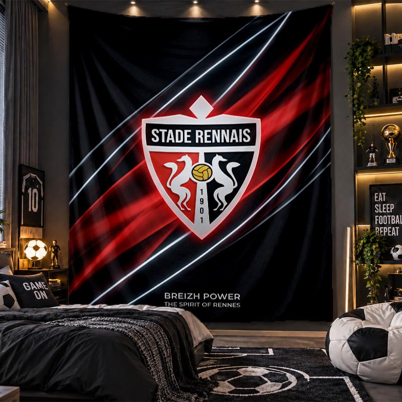 Wall Hanging Tapestry Stade Rennais FC Print Cloth for Living Room Bedroom Home Decor