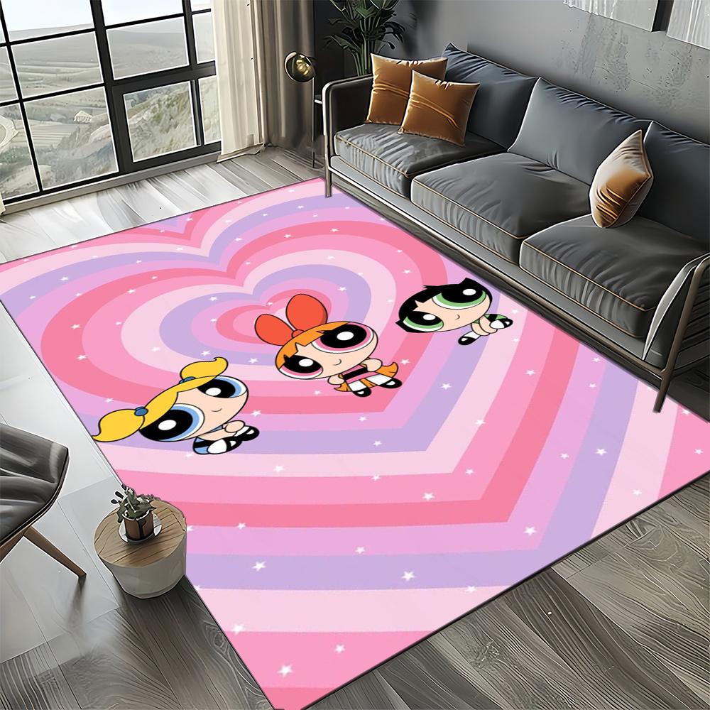 27 Style New Kawaii P-Powerpuff Girl Cartoon Carpet Rug for Living Room Bedroom Home Sofa Decoration,Kid Play Non-slip Floor Mat