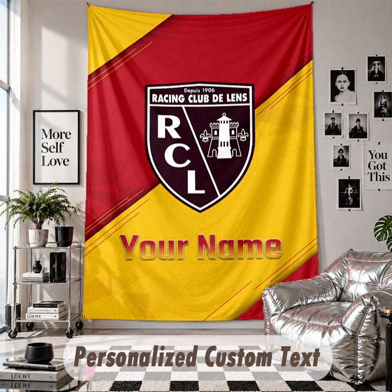 Wall Hanging Tapestry With Custom Name & Text, racing club de lens Decorative Tapestry For Bedroom