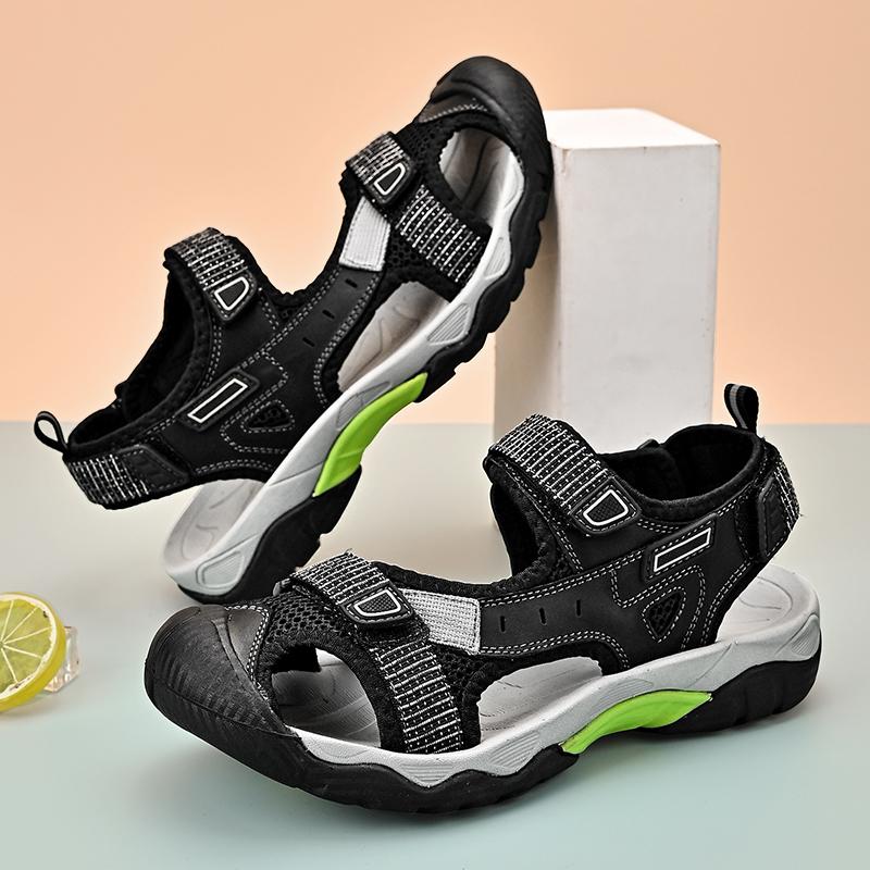 

Мужские сандалии с нескользящей резиновой подошвой, высококачественные, повседневные, для походов, для воды, сетчатые, кожаные, для пляжа, дышащие, для лета, для активного отдыха, для пешего туризма, мягкие 48 чёрный